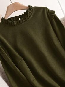 SHEIN Frenchy Plus Size Women's Casual Solid Color Shirt, Autumn/Winter