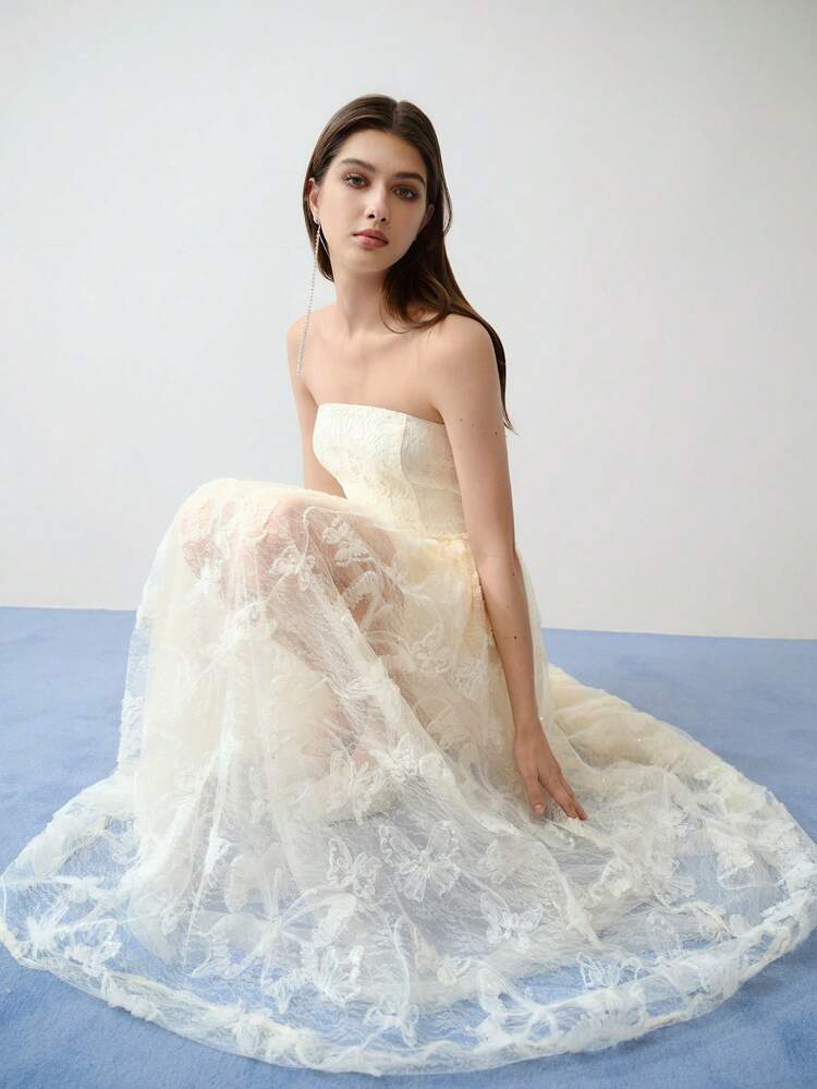 MOTF STUDIO VESTIDO TIPO TUBO DE TELA DE MALLA CON ENCAJE EN CONTRASTE, ATUENDO PARA EL DÍA DE SAN VALENTÍN