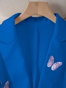 Chiquease Chaqueta de traje con decoración de mariposa para uso diario de moda