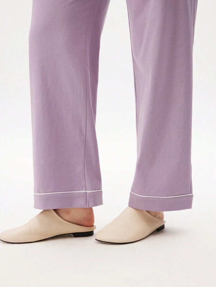 Cotton Button-Up Top & Pants PJ Set