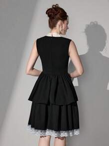 Poshira New Sleeveless Simple Casual Elegant Party Cocktail Dress, Wedding Guest Dress Music Festival Spring/Summer, Prom Dress - Black - View 2