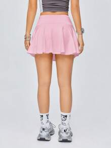 Coolane Kids Tween Girl Black Jersey Shirt Clothes Football Volleyball Thanksgiving Halloween Christmas First Day Of School Solid Color Overlap Waist Tennis Skirt , Skorts For Girls Tween Girl Skirts - Pink - View 8