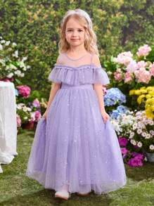 SHEIN Young Girl Fern Glow Stylish & Elegant Party Dress