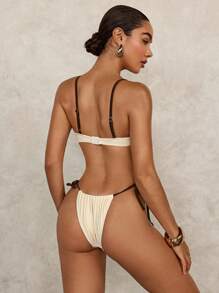 1/2 Cup Heart Shaped Bikini Set, Minimalist & Fashionable For Casual Daily Wear For Summer Beach Vacation - Multicolor - View 2