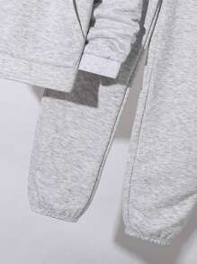 SHEIN 2pcs/Set Older Boys Casual Letter Print Hooded Sweatshirt And Pants Knit Tracksuit Set