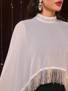 Modelyn 女士保守休闲流苏撞色长袍连衣裙