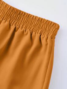 SHEIN LUNE 2pcs Women Solid Color Elastic Waist Pockets Casual Pants