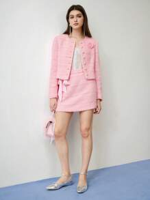 MOTF STUDIO TWEED STEREO FLORAL JACKET & SKIRT,VALENTINE'S DAY OUTFIT,SPRING/SUMMER