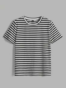 SHEIN Essnce 女士纯色圆领短袖简约 T 恤，休闲日常穿着 - 彩色 - 查看 9