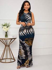 SHEIN Lady Holiday Dresses Sleeveless Simple Fashion Daily Casual - Navy Blue - View 4