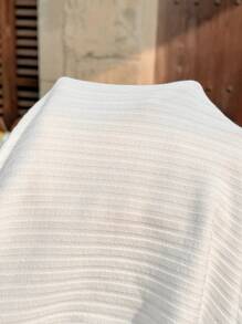 SHEIN Lace Trim, Romantic, Elegant, Casual, Ribbed Solid Maternity T-Shirt - White - View 5