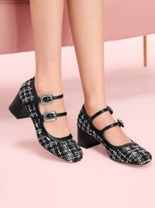 CUCCOO DOLLMOD 女士粗跟玛丽珍鞋，百搭优雅，适合春季、秋季和所有季节情人节 - 黑色 - 查看 3