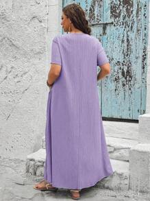 SHEIN VCAY 大码宽松口袋设计女式夏装