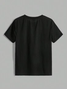 SHEIN Essnce 女士纯色圆领短袖简约 T 恤，休闲日常穿着 - 彩色 - 查看 6