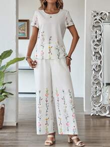 EMERY ROSE Women 2pcs/Set Printed Casual & Fashionable Daily Wear Sets