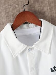SHEIN Vacaura Teenage Boys' Stylish Contrast Color Splice Short Sleeve Casual Polo Shirts, Summer - Multicolor - View 5