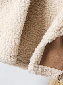 SHEIN Infants Unisex Baby Boys & Girls Autumn/Winter High Street Fashion Casual Thermal Lined Faux Suede Collar Long Sleeve Jacket Coat