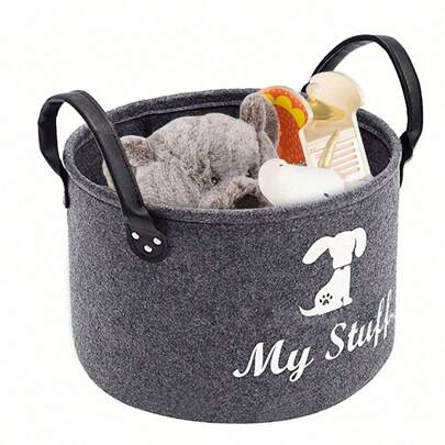 1PC Large Felt Pet Basket Storage Basket With Handles Home Organization Decor To Keep Your Space Tidy Essential Pet Supplies