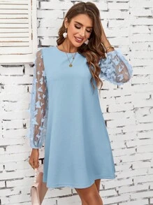 SHEIN Clasi Women's Solid Color Casual Dress, Minimalist And Fashionable For Everyday Wear - Baby Blue - View 5