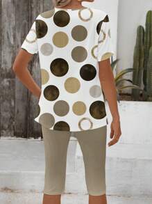 EMERY ROSE 2pcs/Set Women Casual Minimalist Polka Dot Print Set, Suitable For Summer - Multicolor - View 2