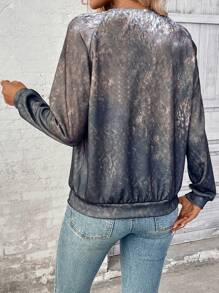 EMERY ROSE Women's Casual Cute Dog Applique Pullover Fall Sweatshirt - Brown - View 2