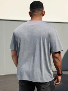 Manfinity Homme Plus Size Heren Effen Kleur Knoopsluiting Korte Mouw Casual T-shirt