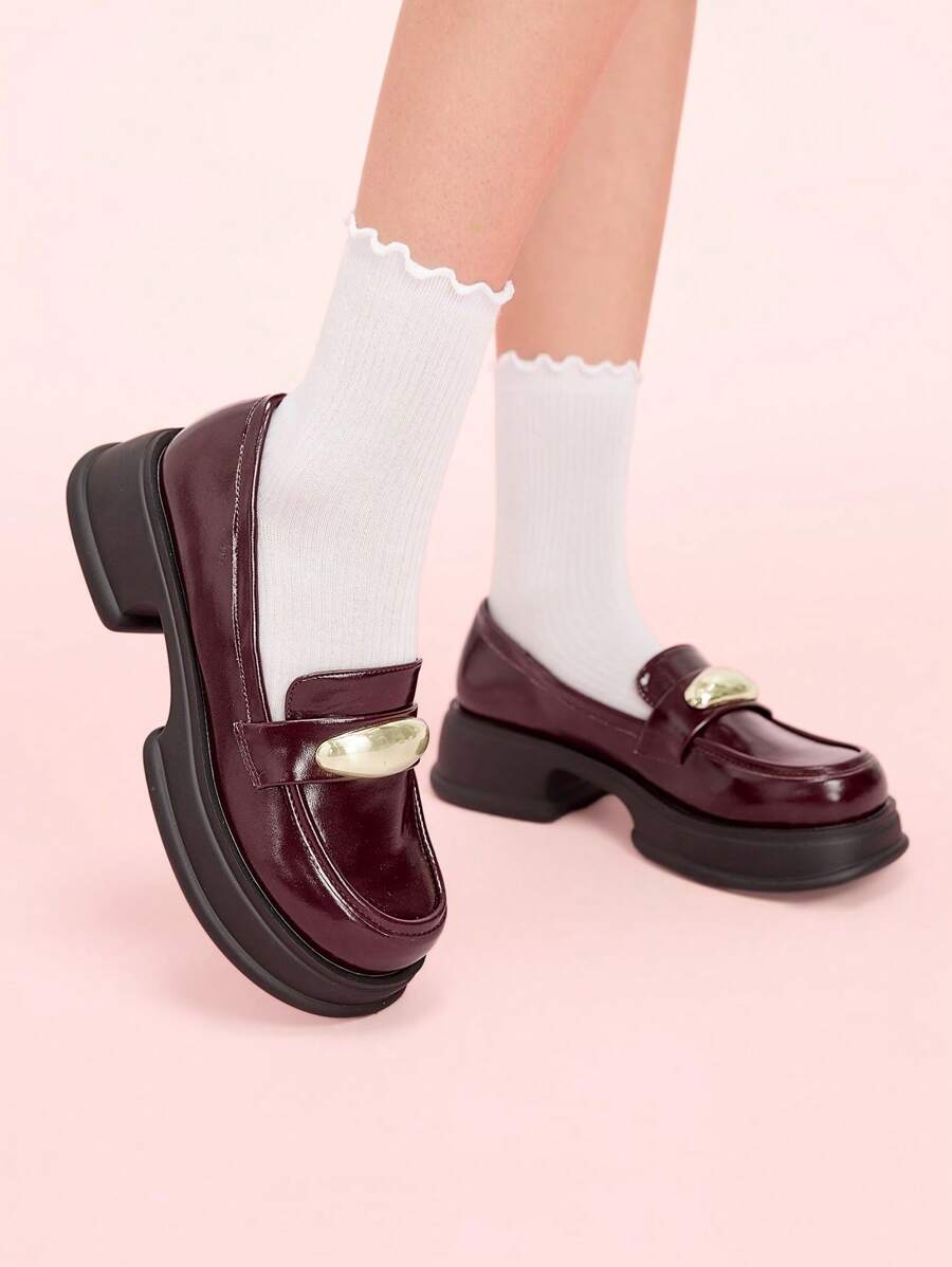 CUCCOO DOLLMOD 女士时尚百搭休闲厚底平底鞋 - 酒紅色 - 查看 1
