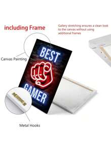 5 件霓虹灯墙艺术、游戏文化帆布印刷壁画、游戏热爱海报、和平符号艺术品、复古游戏氛围房间美学、游戏配件墙面装饰、艺术印刷品、家居装饰、海报、理想礼物，适用于客厅、卧室、浴室、咖啡厅