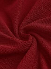 ROMWE J-Fashion 女士纯色褶皱修身挂脖吊带背心 - 紅色 - 查看 4