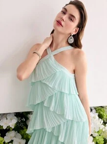MOTF Soiréza VESTIDO SUELTO Y PLISADO CON CUELLO HALTER