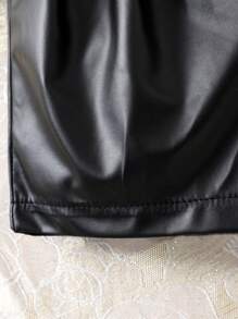 Baby Girl Spring&Summer Street Style ,Imitate Leather Shorts - Black - View 5