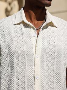 Manfinity Homme Conjunto de top casual de manga corta con botones y shorts de unicolor para hombre