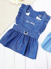 PETSIN 蓝色小号盖袖公主裙，配宠物牵引绳 - 寶藍色 - 查看 9