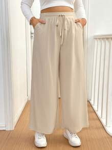 Auralis 大码女装秋季新款时尚百搭休闲通勤商务工作高性价比多件装3件套松紧腰带口袋绿色、黑色、杏色腿裤长裤女式慢跑裤 - 軍綠色 - 查看 4