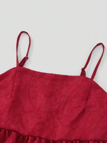 SHEIN Explorewe Jacquard-Unterhemd mit Blumenmuster für Teenager-Mädchen, elegant und locker, bequem, anmutig und weich, geeignet für Freizeit und Urlaub - Rot - Übersicht 5