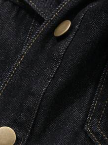 DAZY 女士休闲洗水剪裁牛仔夹克和牛仔裤套装 - 藍色 - 查看 9