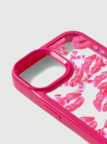 ROMWE Fairycore 1pc Pink Lip Pattern Phone Case For IPhones 11, 12, 13, 14, 15 Pro Max 16 - Multicolor - View 2