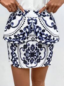 Breezaya Women's Floral Print Fitted A-Line Vacation Skirt - White - View 4