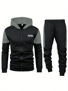 2pcs Tween Boy Hooded Sweatshirt With Print - Black - View 1