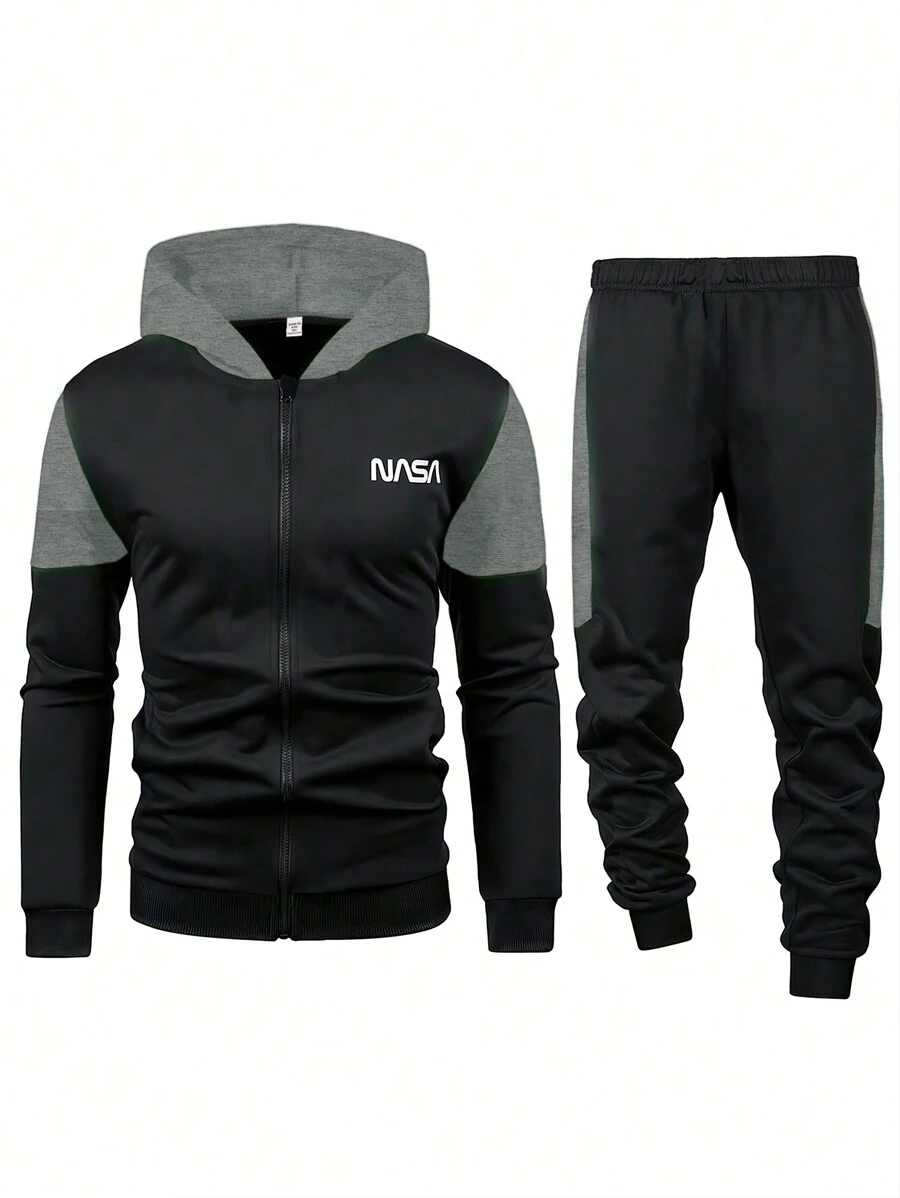 2pcs Tween Boy Hooded Sweatshirt With Print - Black - View 1