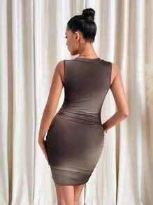 SHEIN Clasi Ombre Print Mesh Fabric Bodycon Mini Dress Festival - Multicolor - View 2