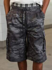 PAVTROS Manfinity Streetrush Men's Casual Camouflage Lace Up Pocket Shorts, Perfect For Leisure & Vacation