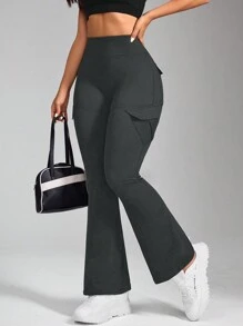 Easithlete Women's High Waist Flared Casual Versatile Sport Pants - Grey - View 5