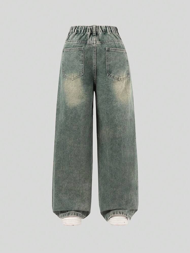 Tween Boys 重度水洗复古时尚牛仔裤 - 中等水洗藍 - 查看 2