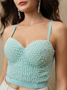 Anewsta Pearl Glamorous Mature Lady Style Reversible Bra - Blue - View 2