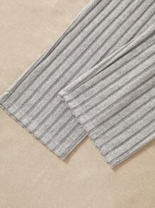 Snug Zone Women's Solid Color Ribbed Homewear Cozy Pants, Fall & Winter - Light Grey - View 4