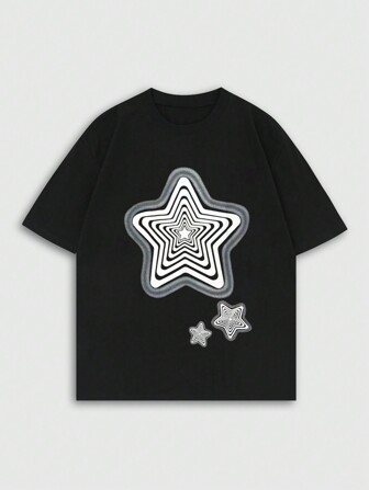 Men's Anime Casual Star Print Denim Shorts