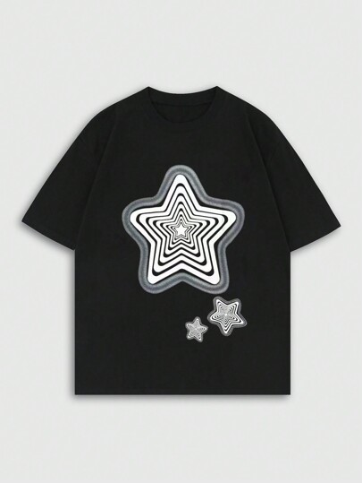 Anime شورتات جينز للرجال بطبعة نجوم كاجوال