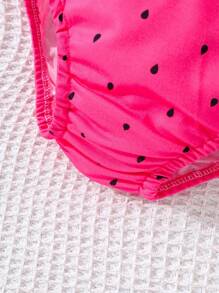 2pcs/Set Baby Girl Spring&Summer Vacation Style Sleeveless, Watermelon Printing Slip Top&Shorts - Pink - View 7