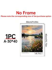 SHEIN Áp phích Claude Monet - Nghệ thuật treo tường hiện đại giữa thế kỷ để trang trí phòng thẩm mỹ _ Tranh in Monet làm quà tặng cho bạn thân _ Áp phích triển lãm Monet _ Bộ 1 _ Áp phích vải _ Trang trí tường vải cho nhà, phòng khách - Nhiều màu - Xem 15